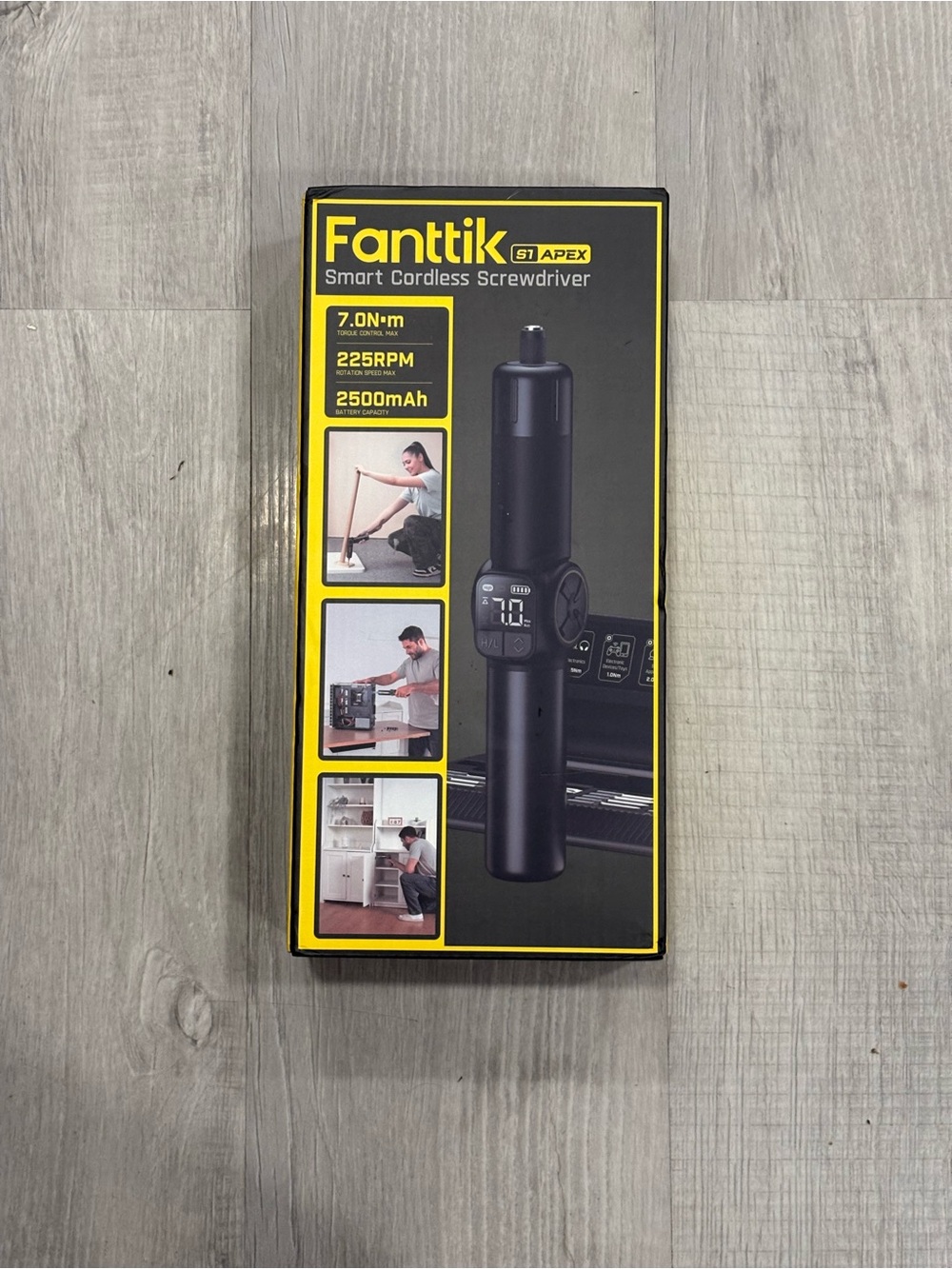 Fanttik Smart Cordless Screwdriver in Black and Yellow Packaging